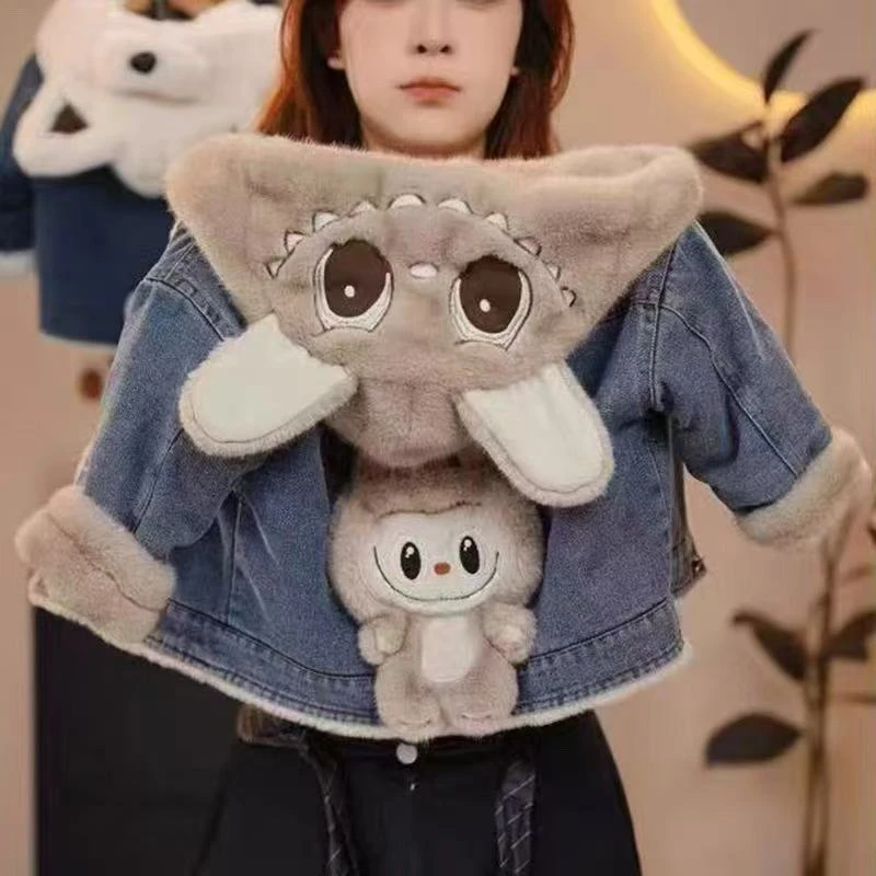 男童加绒牛仔外套2025新款秋冬装女童洋气时髦上衣宝宝加厚衣服潮