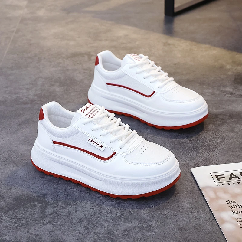 2025秋季韩版新款时尚小白鞋厚底增高运动透气板鞋休闲鞋ins百搭