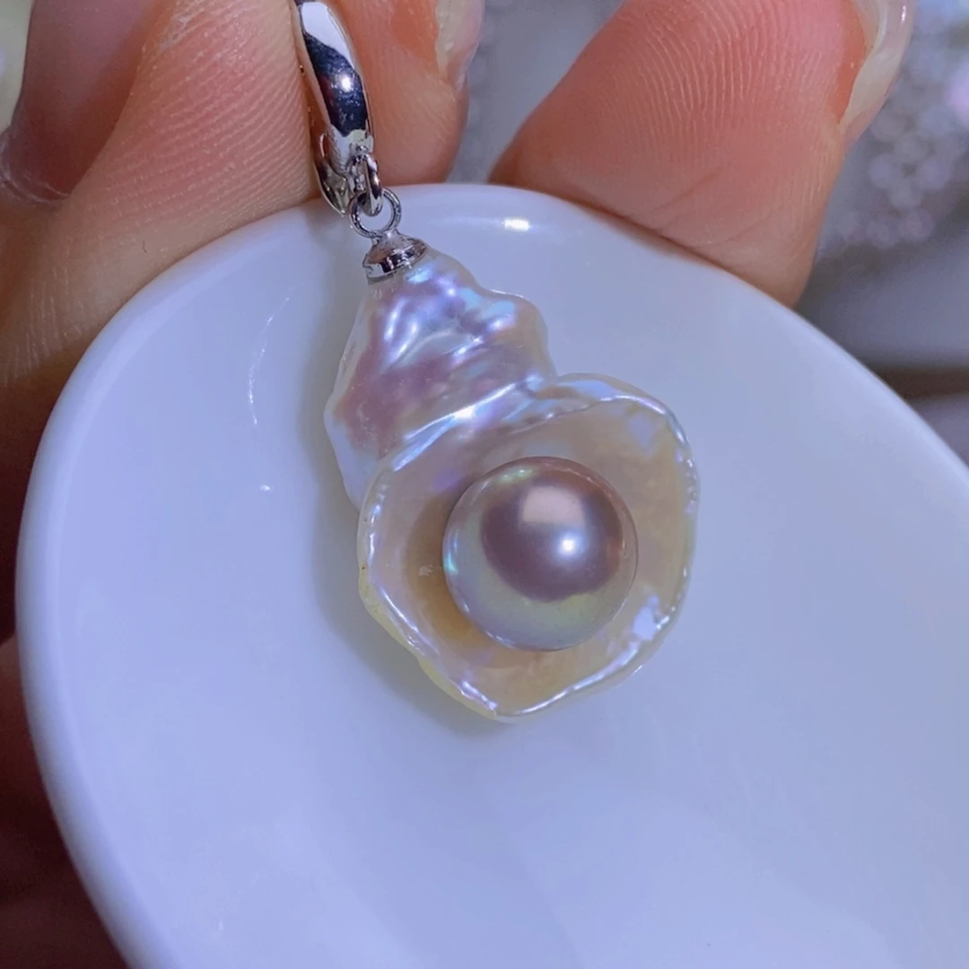 淡水珍珠银S925镶嵌珍珠