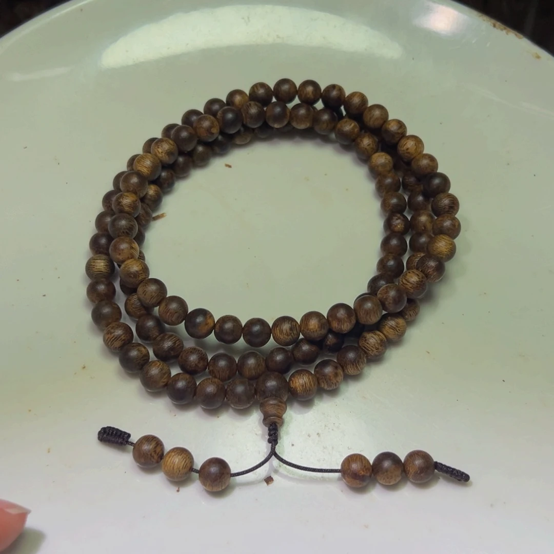 沉香手串紫**来沉香奇楠千里香母树包头老料圆珠23克
