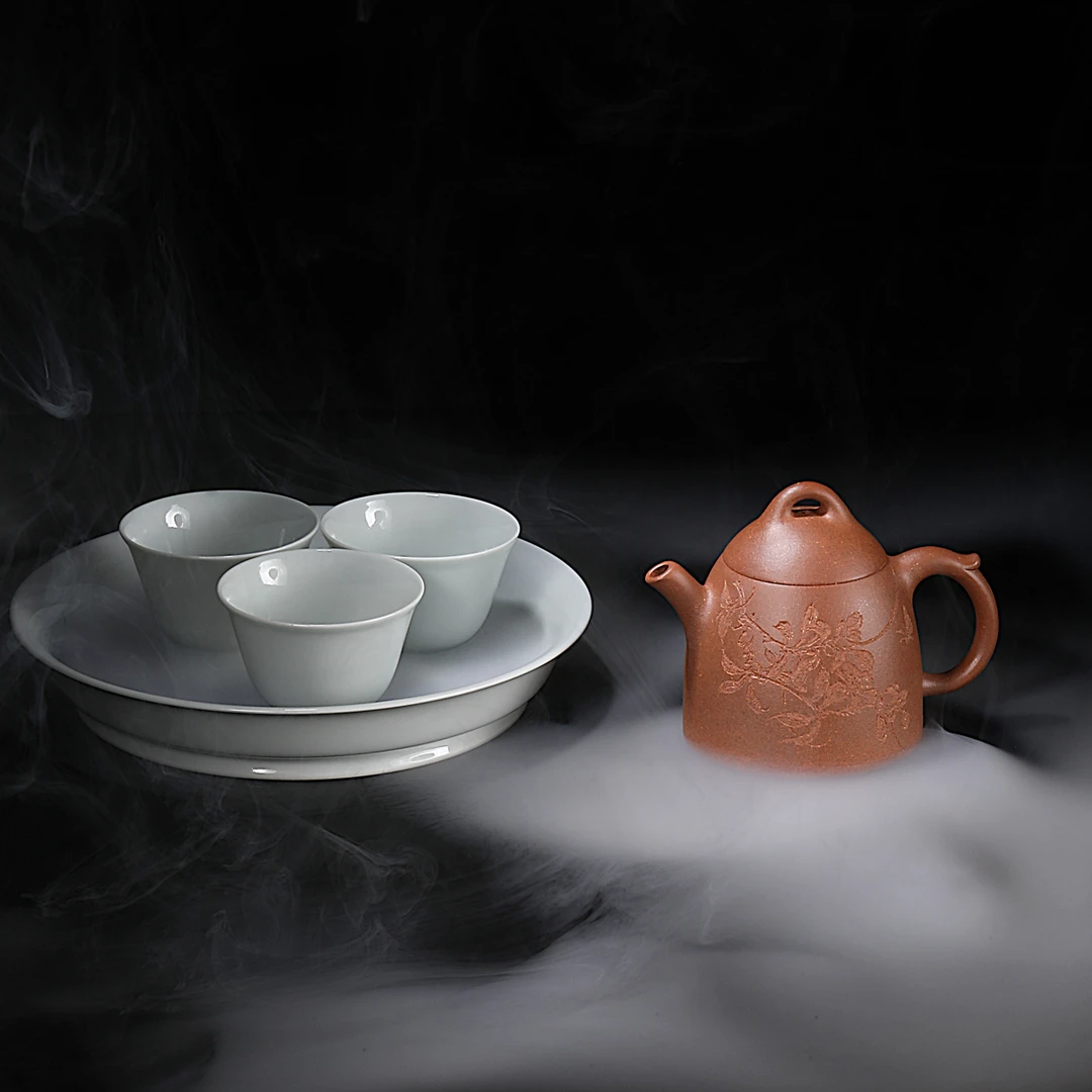 “五号”限定【灵权44套组】配青花壶承与三杯（冠定刻）梨皮段泥 144cc