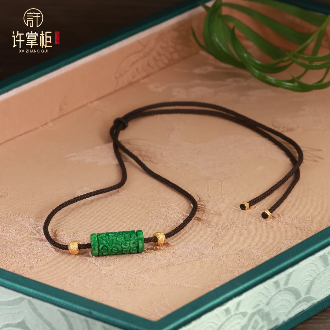 许掌柜|祥通翠影 18K金翡翠项链绳路路通配饰天然缅甸翡翠A货原创