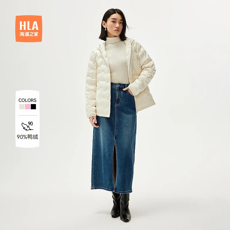 【舒适连帽】HLA海澜之家羽绒服女装24新鸭绒便携保暖外套冬