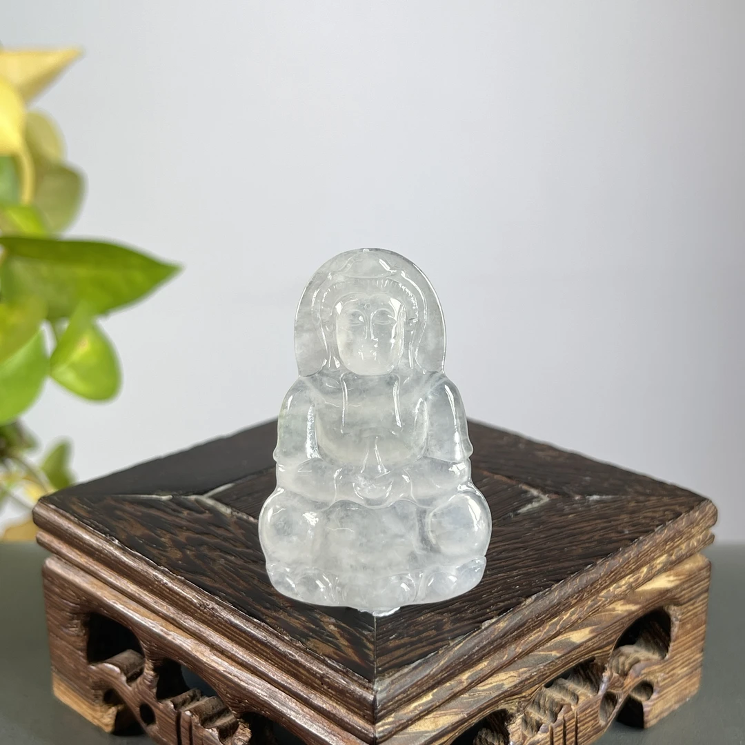 JTB14-247  天然缅甸A货翡翠 正装观音