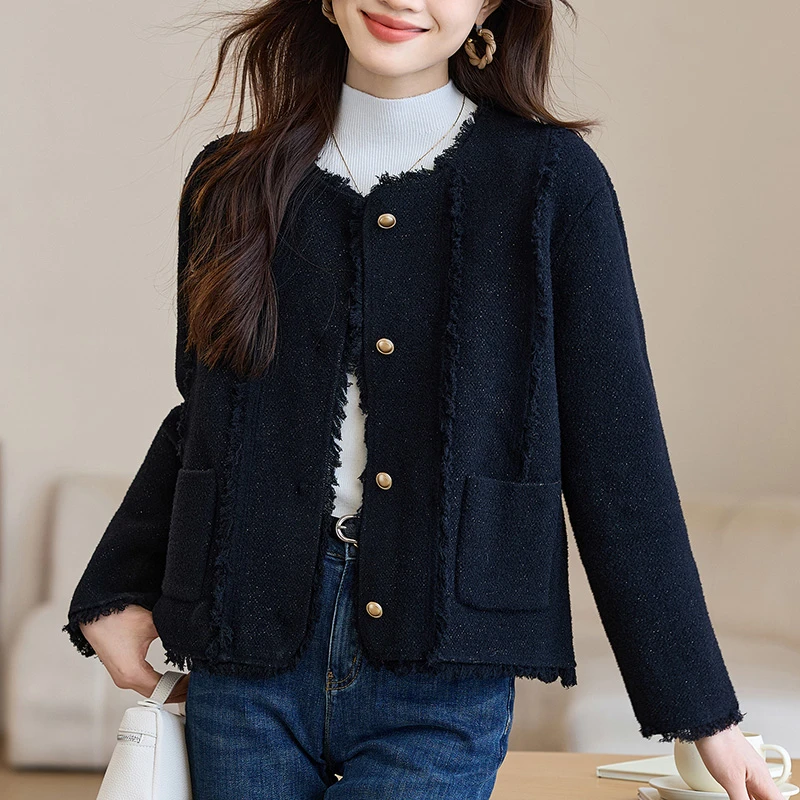 小香风短外套2025新款今年流行爆款小个子洋气毛衣外搭春秋装气质