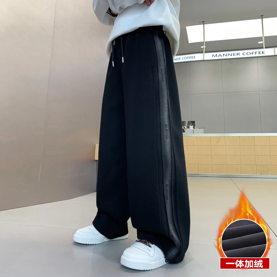 儿童装男童加绒裤子2025新款男孩中大童运动加厚冬季秋冬款卫裤潮