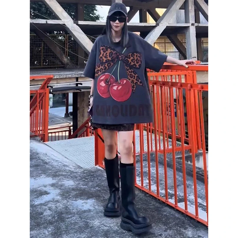 时尚套装欧洲站2025夏季新款洋气百搭宽松中长款T恤松紧腰半身裙