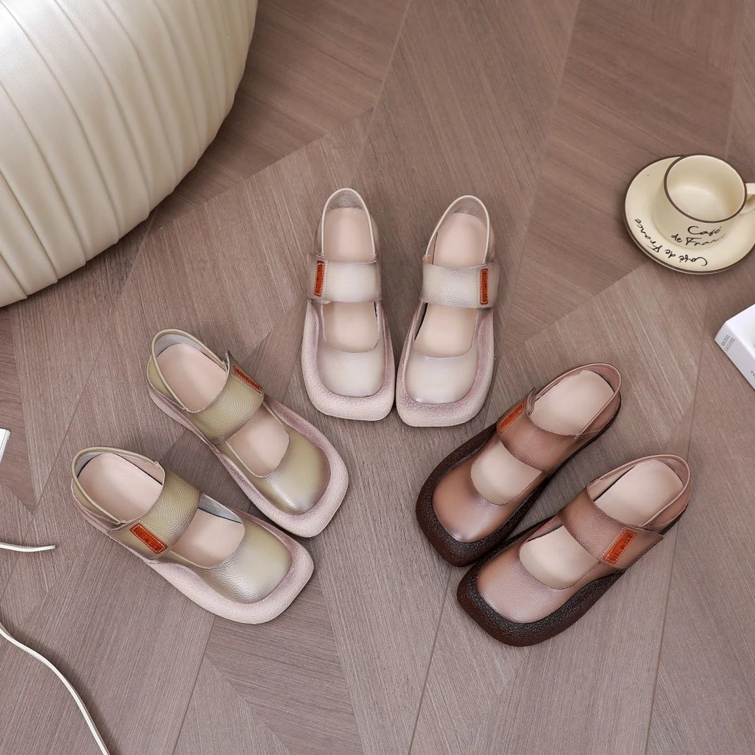 民族风圆头覆膜皮单鞋百搭公主鞋豆豆鞋英伦风小女孩宝宝软底皮鞋