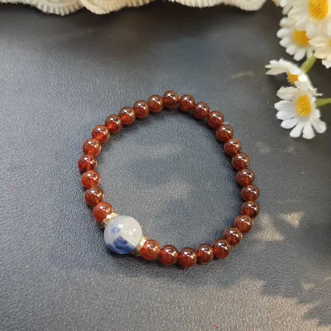 YA87石榴石蓝晶石顶珠手链5/11（多样发其一）