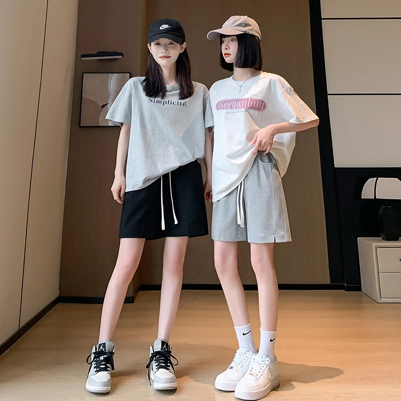 四分运动短裤女生夏季薄款百搭高腰显瘦宽松显瘦阔腿跑步休闲裤子