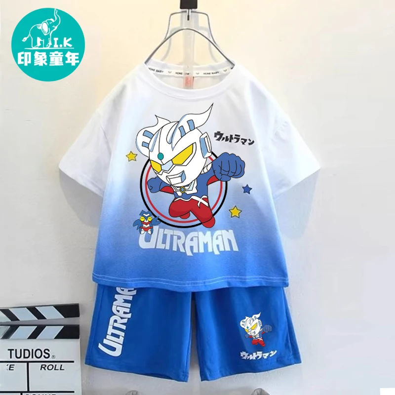 奥特曼衣服男童短袖套装夏季小宝宝速干篮球服夏装哪吒运动两件套