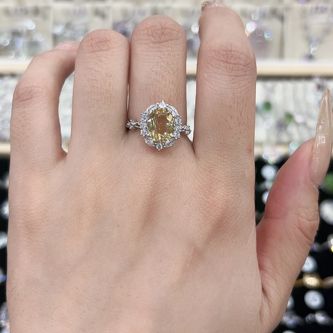 戒指银S925镶嵌黄晶