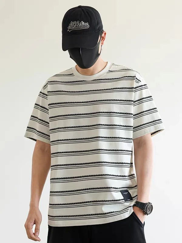【观潮甄选&品质好货】细条纹匹马棉凹凸肌理冰感日系ins T恤