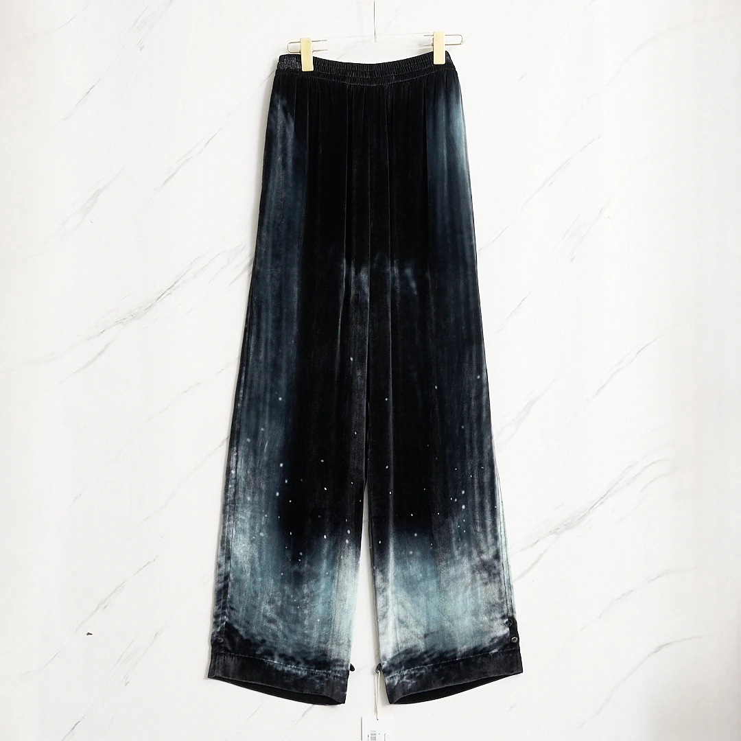 全新未使用/SAMUEL GUÌ YANG女士丝绒星空阔腿裤SGGP00022