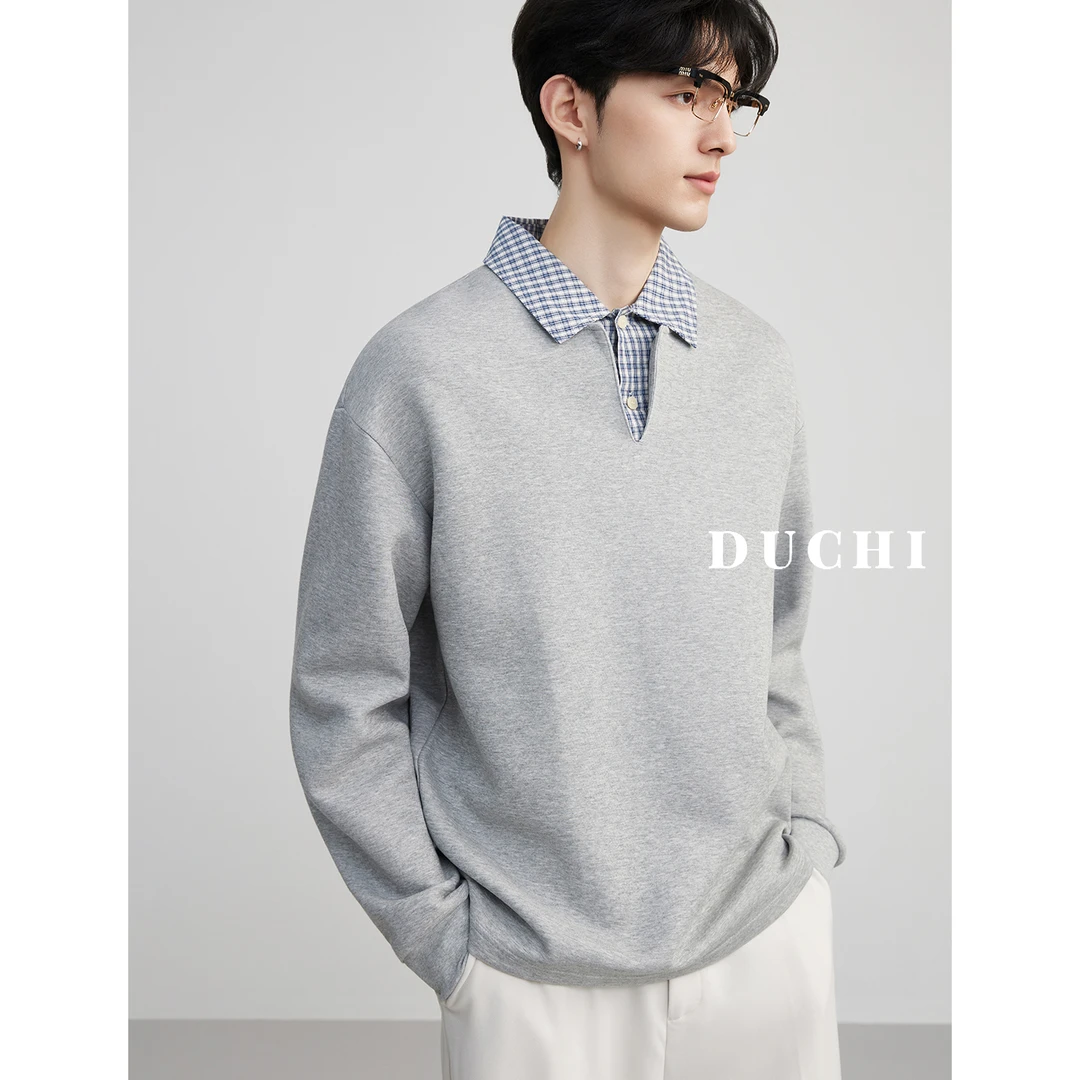 【假两件V领设计】美式高级长袖卫衣男25新款春秋季休闲套头上衣