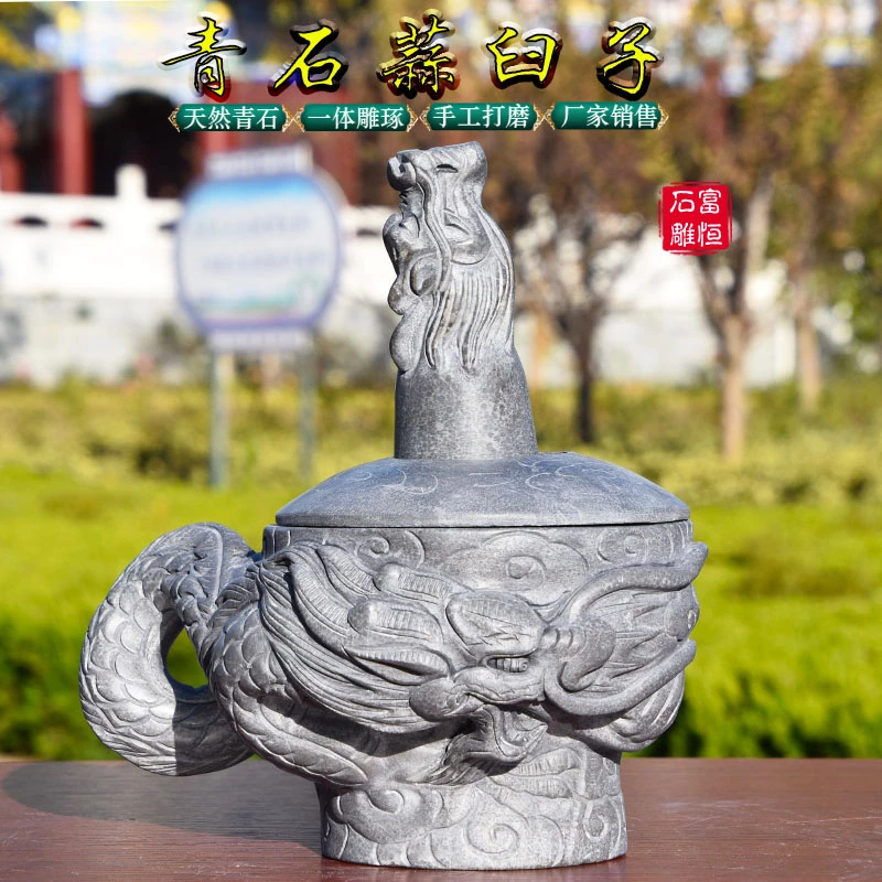 天然石头青石雕刻捣蒜器中药研磨家用蒜臼子家用厨房手工捣蒜器