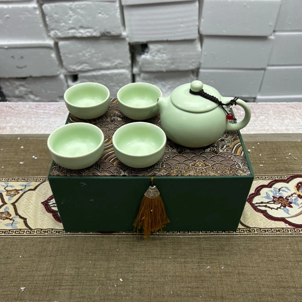 汝窑旅行茶具一壶四杯套装高档商务功夫茶具（不带图中礼盒）