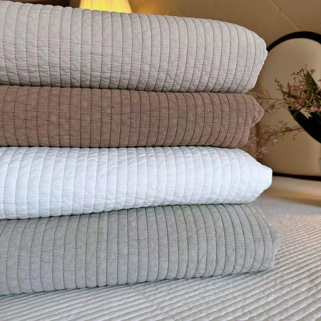 【棉谷里】（简爱）韩国ins风酵素砂洗双面纯棉绗缝床盖