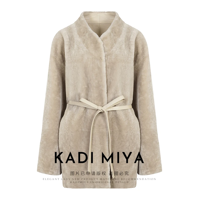 KADIMIYA【至奢】进口南非松弛显瘦皮毛一体短款外套绵羊皮优雅上衣