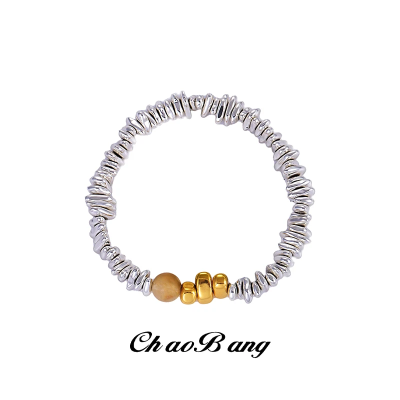 手链 韩版轻奢小众碎银黑胆石手链冷淡风时尚送男女串珠防静电ins