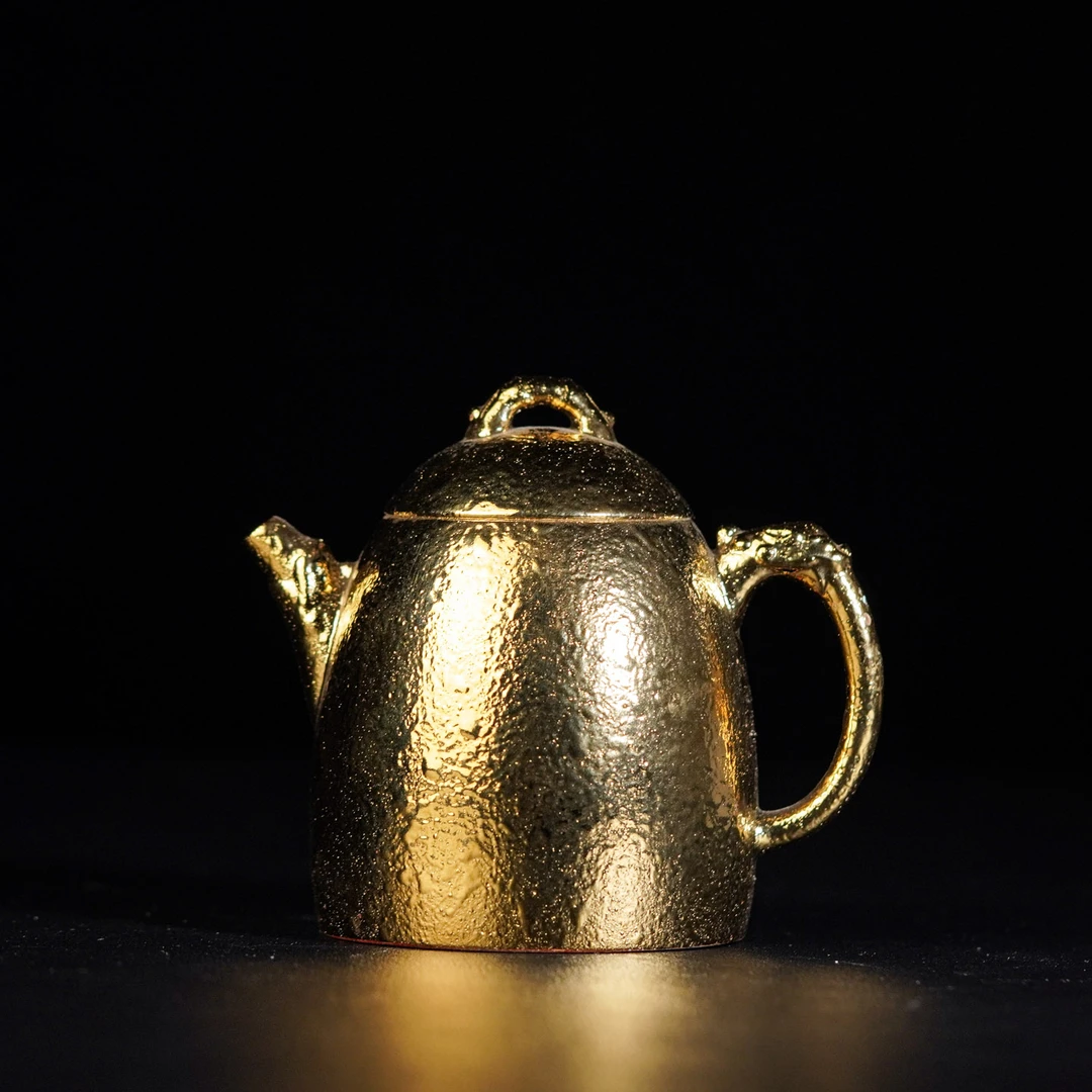 玄铁紫泥 秦权鎏金 紫砂壶 宜兴原矿紫砂全手工紫砂壶