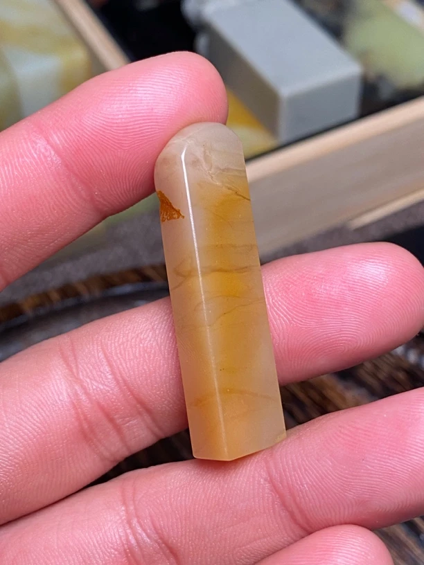 老坑昌化金银冻素章 尺寸8*11*45