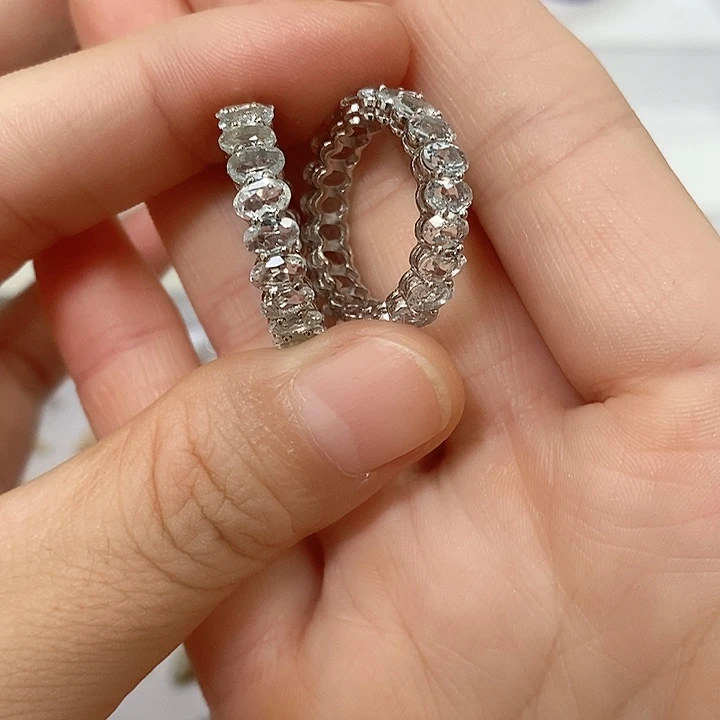 海蓝宝石戒圈银S925镶嵌14-15圈