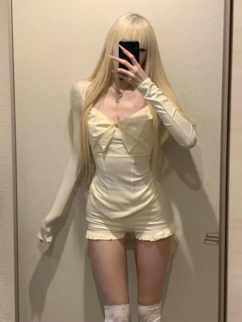 【米妮】“娇贵少女”蝴蝶结收腰长袖上衣T恤
