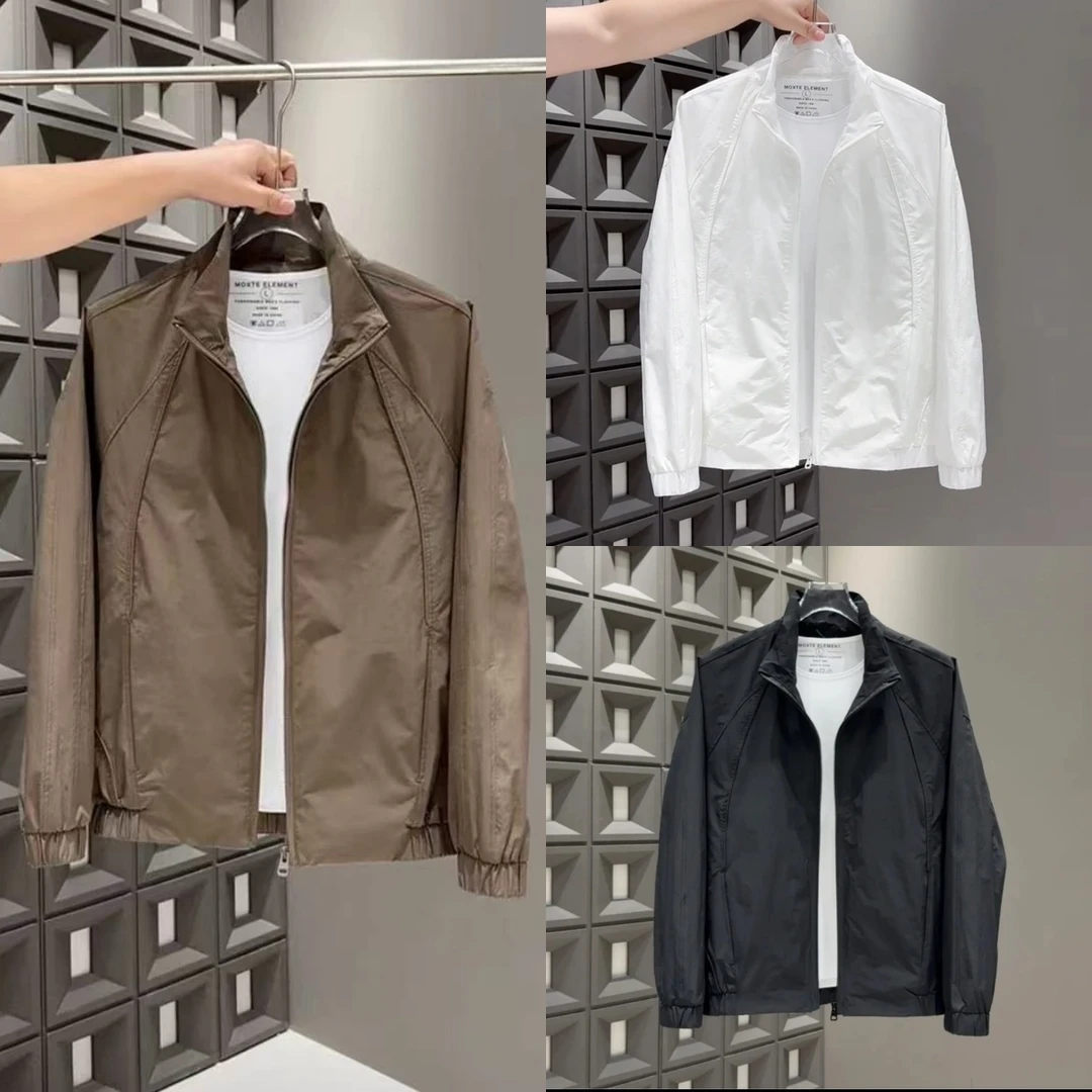 2025春季美式工装立领夹克男士薄款简约休闲时尚百搭高级感外套男