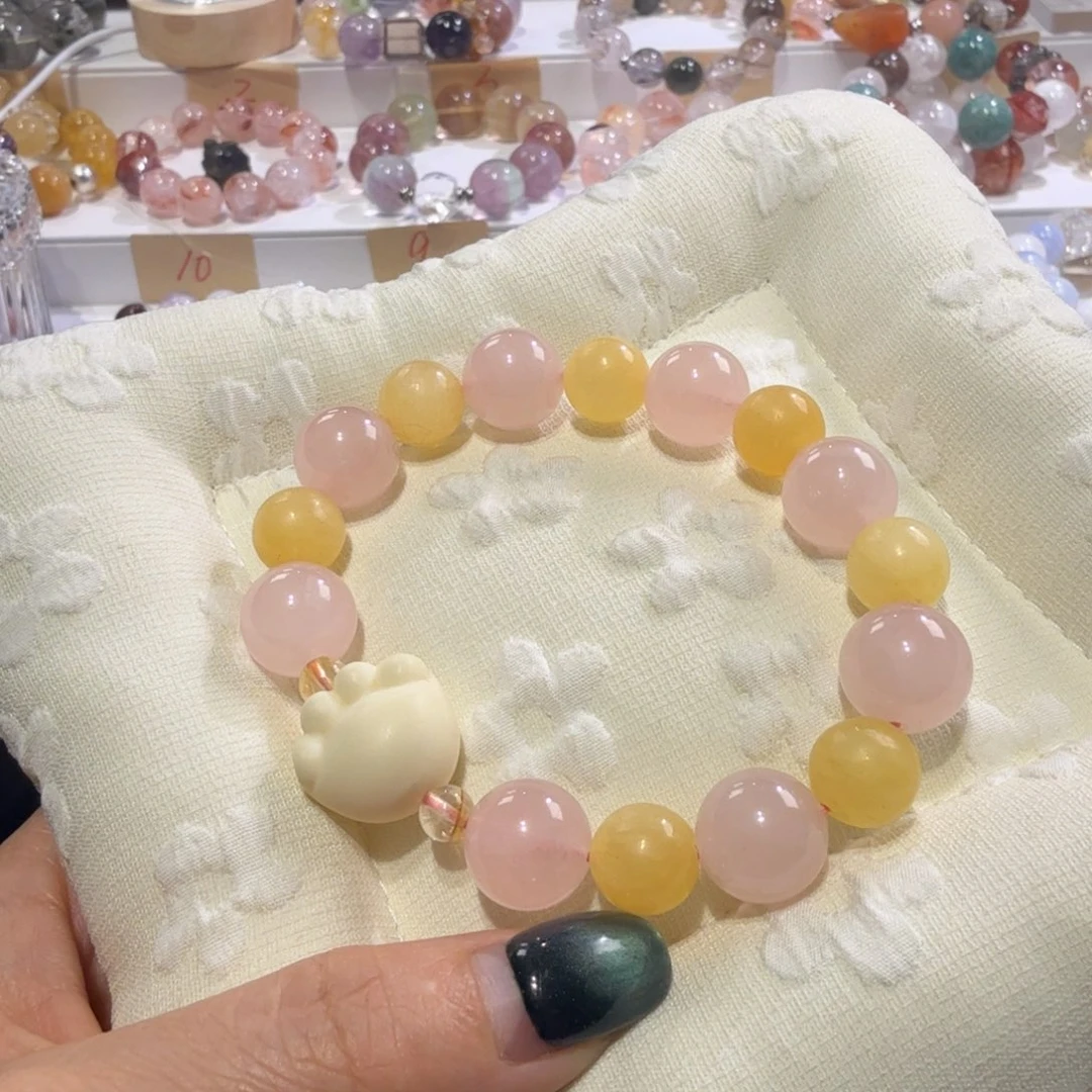 水晶未镶嵌手链粉水晶10-12咪手串