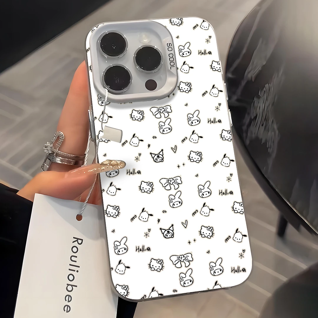 【彩银】CJ5007黑线镂空爱心蝴蝶结蒂蒂与好友们适用于苹果16手机壳