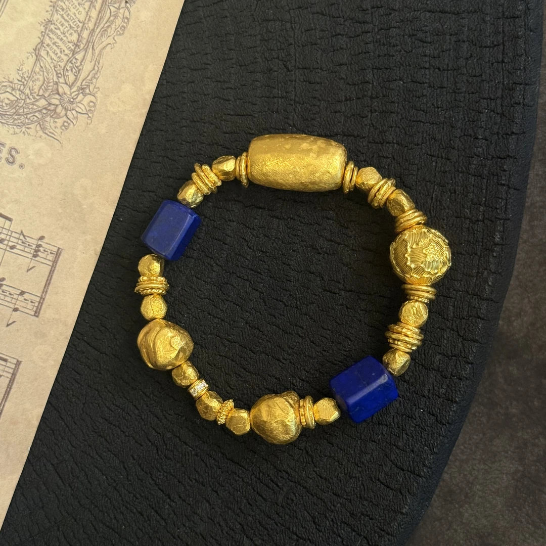 【金娜娜】 大小金疙瘩相遇 足金999 古法手工錾刻 精致复古