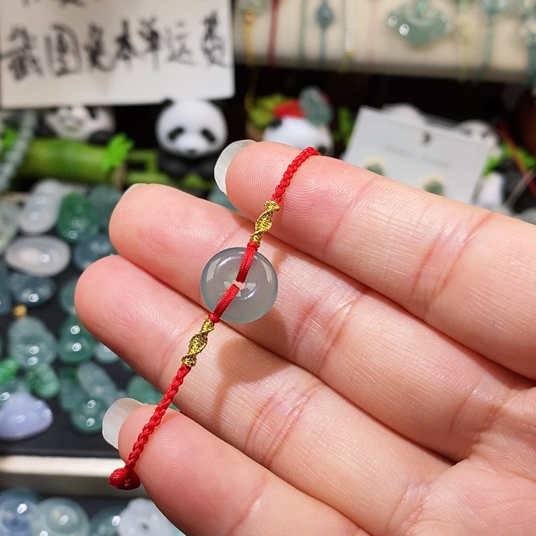 翡翠未镶嵌颈饰平安扣红绳15可调节