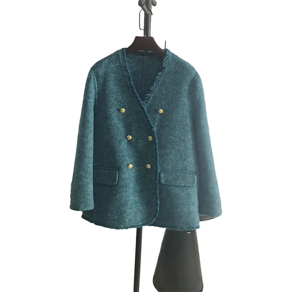 2024新中长款双面绵羊毛大衣韩版宽松秋冬百搭轻奢时尚小香风