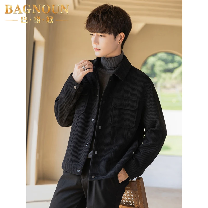 巴格奴夹克男士春秋季新款时尚灯芯绒工装休闲高级感帅气修身外套