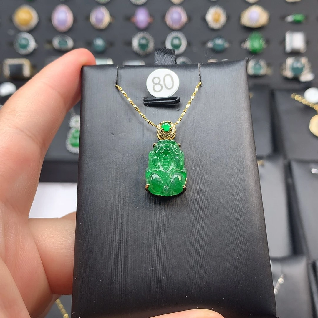 翡翠颈饰银S925镶嵌项链925