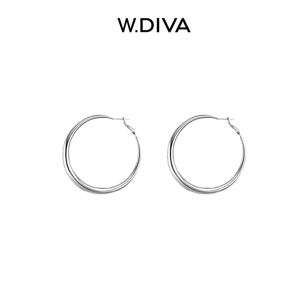 925银耳饰 W.Diva【纪元】时尚高级感简约素圈925银耳环50J061394