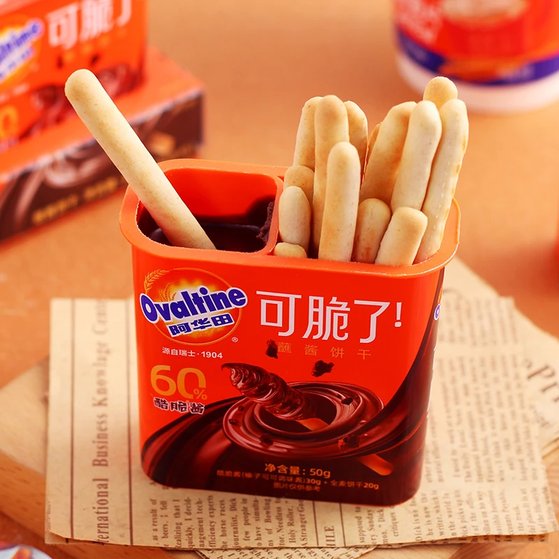 阿华田朱古力脆了饼干棒蘸酱巧克力饼干条可手指饼儿童休闲小零食