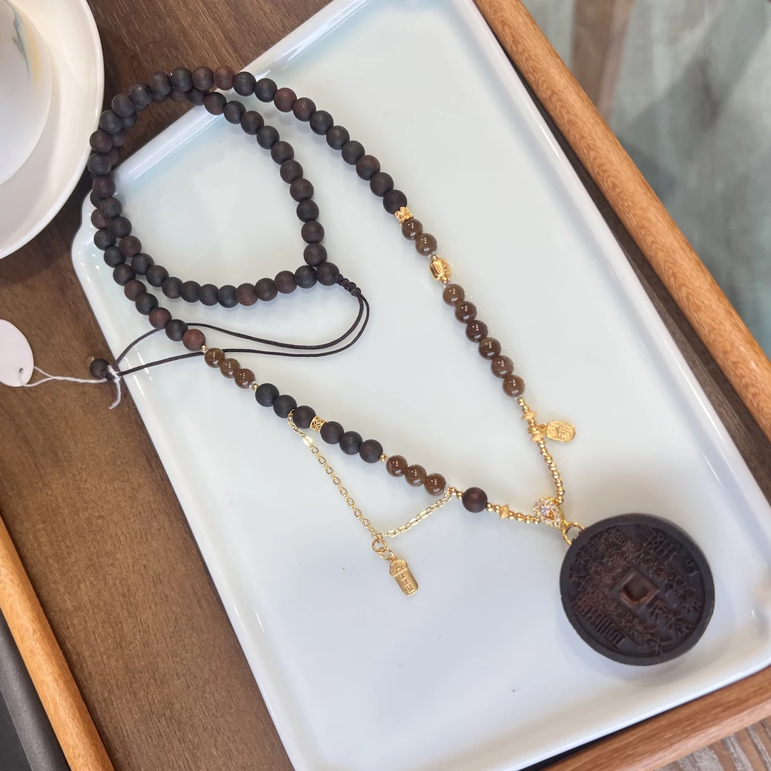 非金属木质项链 麻丝降真多圈脖挂锁骨链06