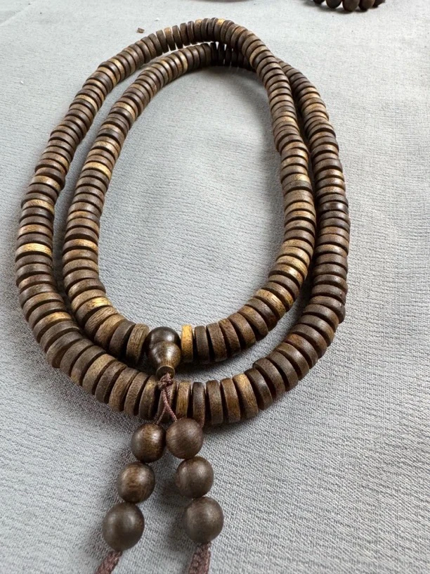 沉香白棋楠虫漏药片珠多圈10mm多样性发一