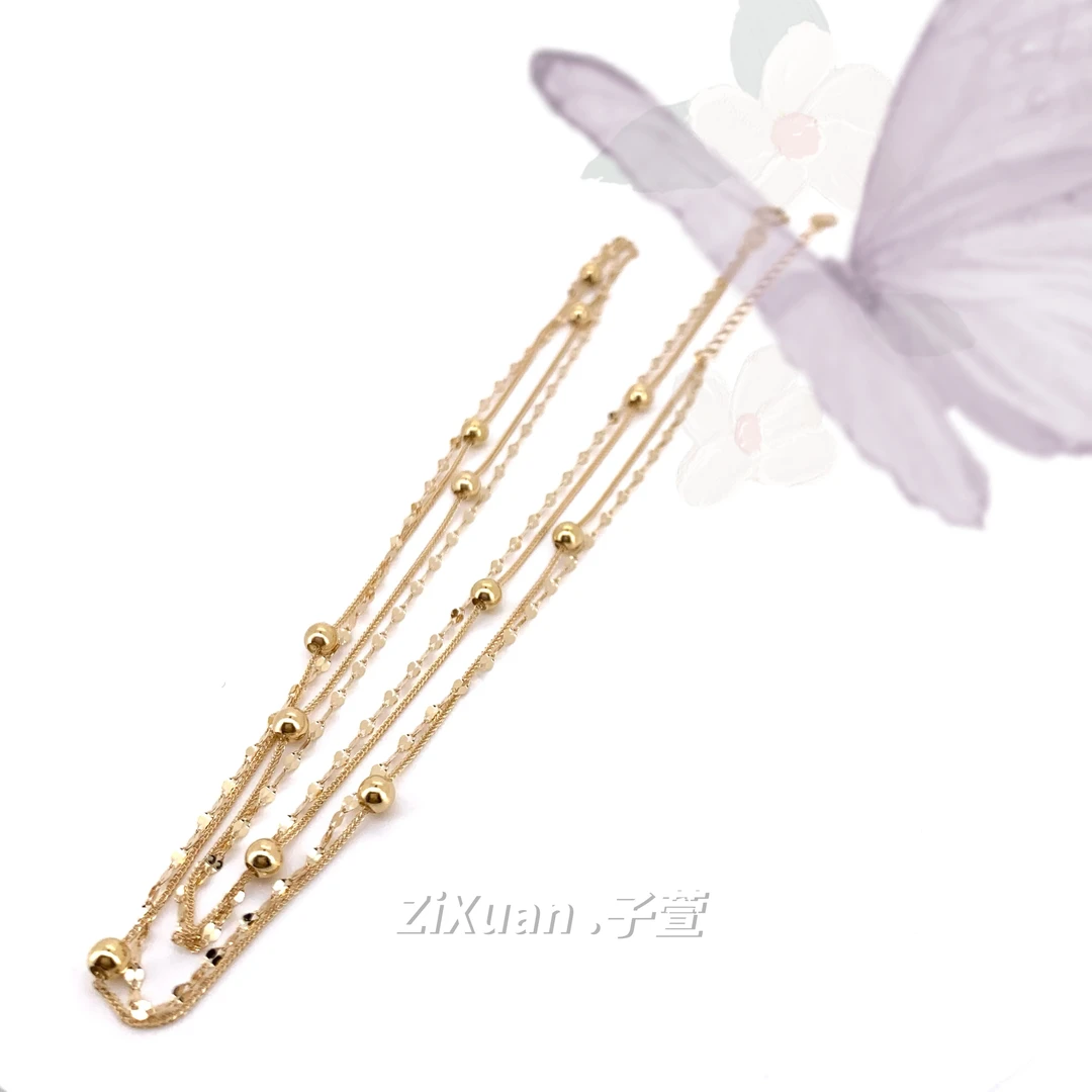 【子萱珠宝】18K金秋韵项链双层