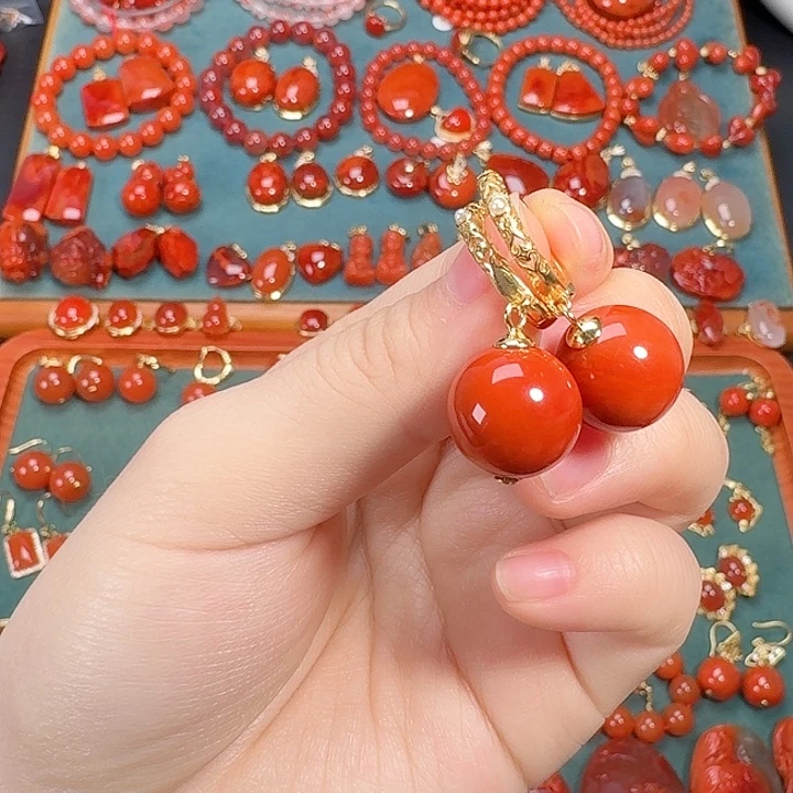 南红玛瑙银S925镶嵌吊坠