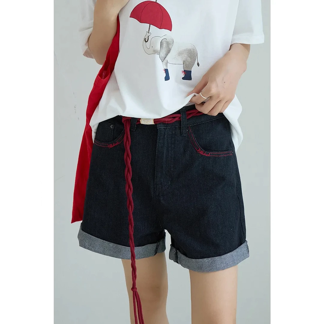 【3350】可#休闲百搭卷边牛仔短裤