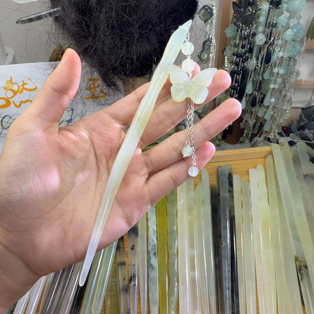 蛇纹石玉合金发饰