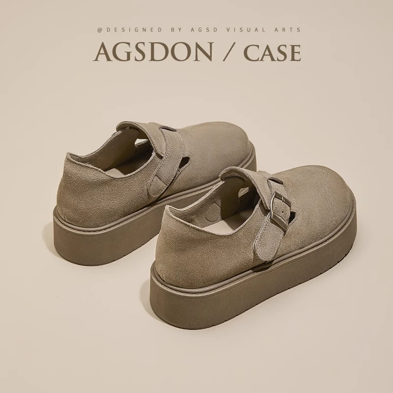 /奥古狮登灰色勃肯鞋女款2025新款爆款春夏季百搭全包厚底鞋Q