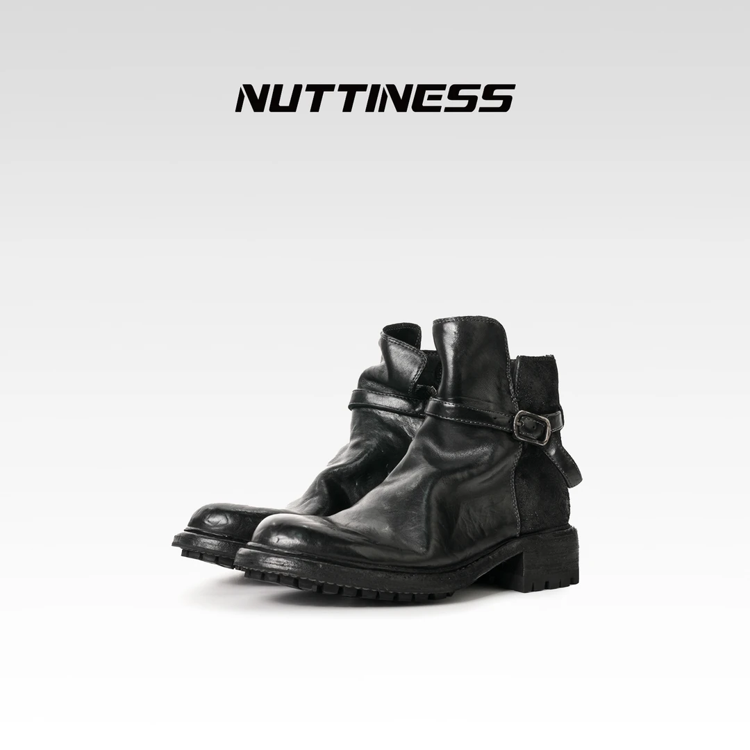【NUTTINESS】小众设计款秋冬时尚欧美风厚底马皮休闲潮流复古短靴