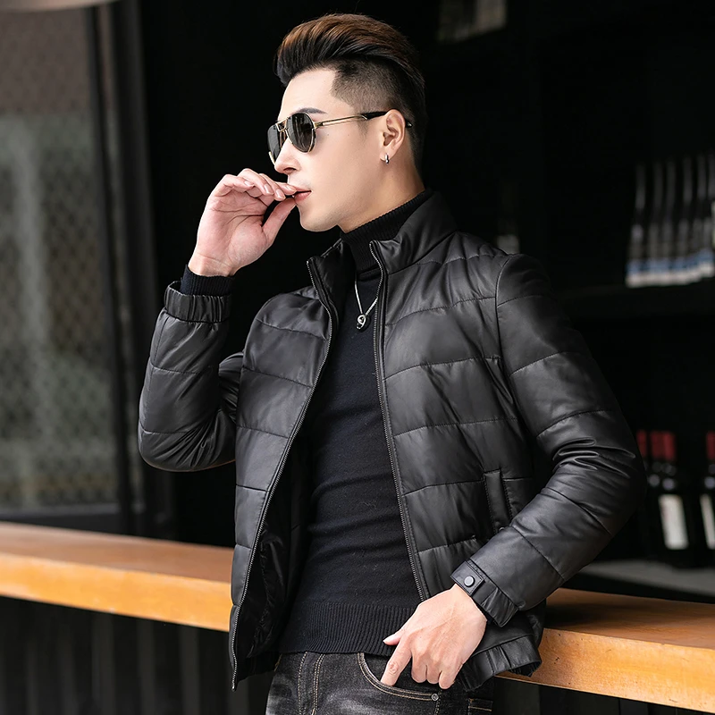 VBA 1903 ZKK头层牛皮真皮羽绒服男秋冬保暖海宁真皮皮衣短款商务