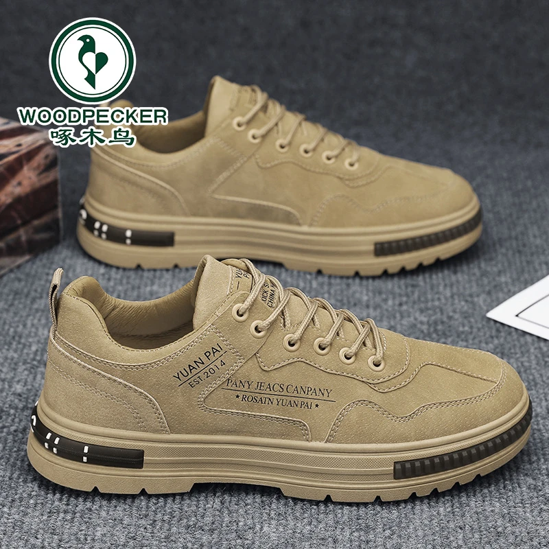 【正品】啄木鸟男鞋秋冬新款防滑耐磨工装潮鞋男款百搭工地劳保板鞋
