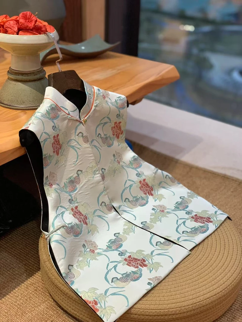 聆夏质造【浮莲双嬉】洋气休闲时尚百搭新中式立领国风马甲女