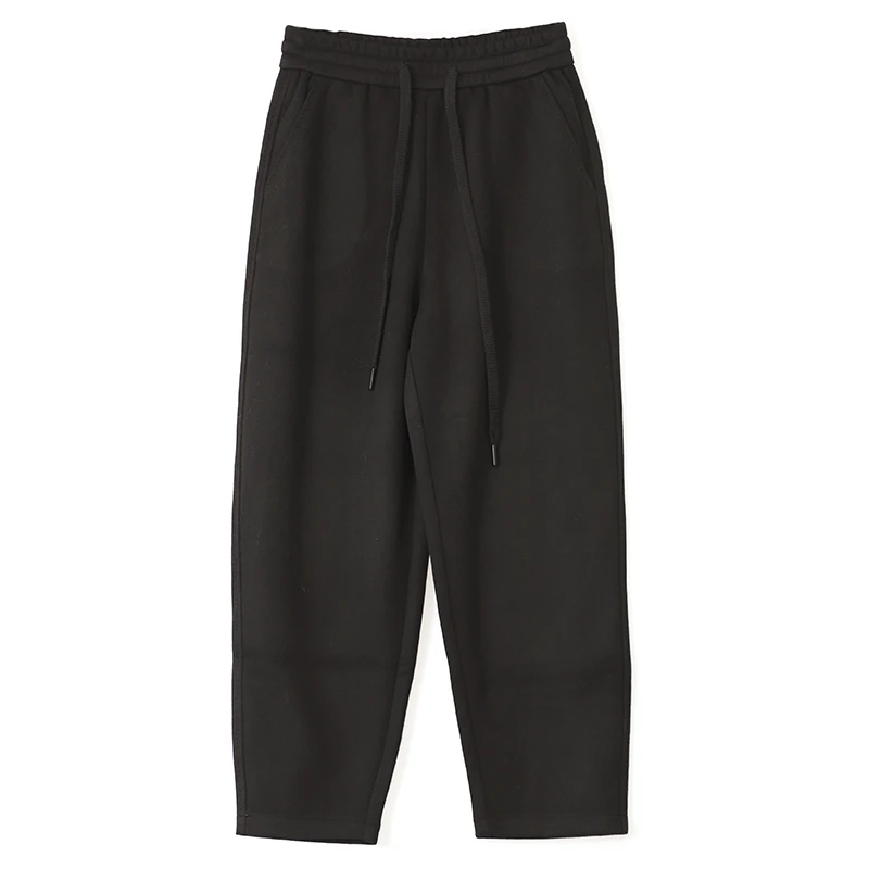 棉叙秋冬纯色简约休闲裤女士针织百搭宽松抽绳小脚卫裤24667